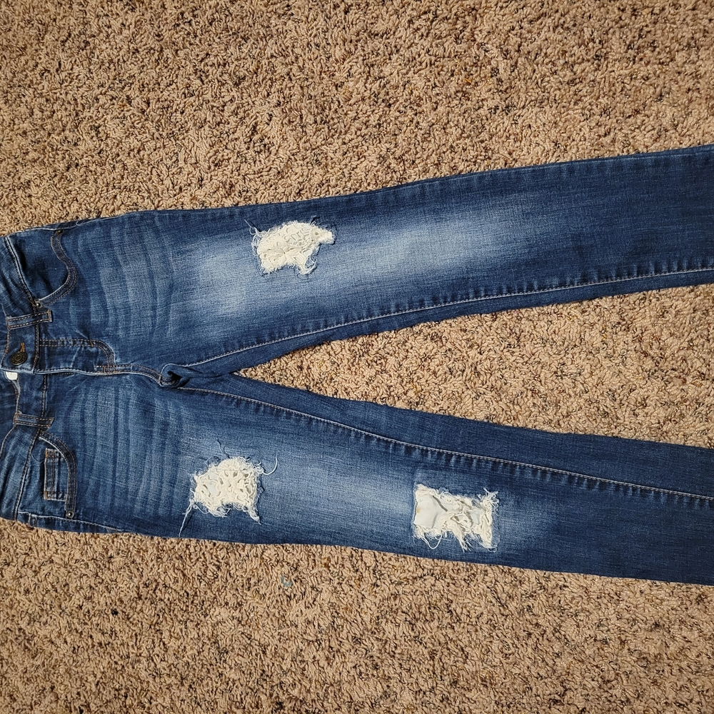 Cat & Jack Blue Skinny Jeans with Distressed Detailing